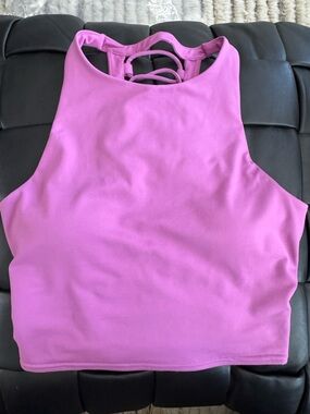 ALO Yoga Hot Pink High-Neck Crop Top with Strappy Detail size M used once